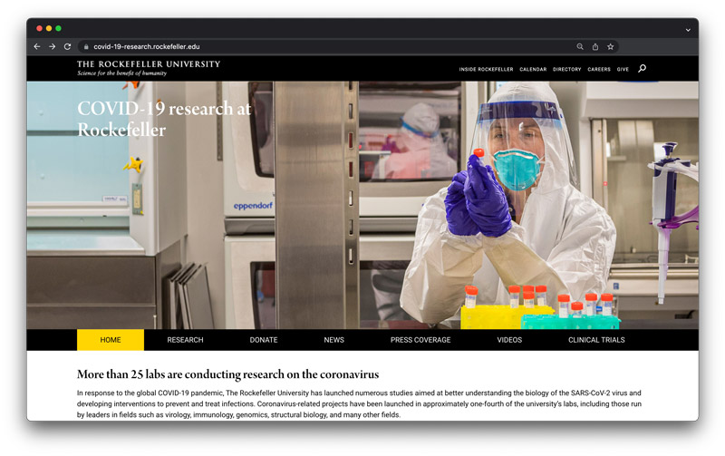 covid-19-research.rockefeller.edu screenshot